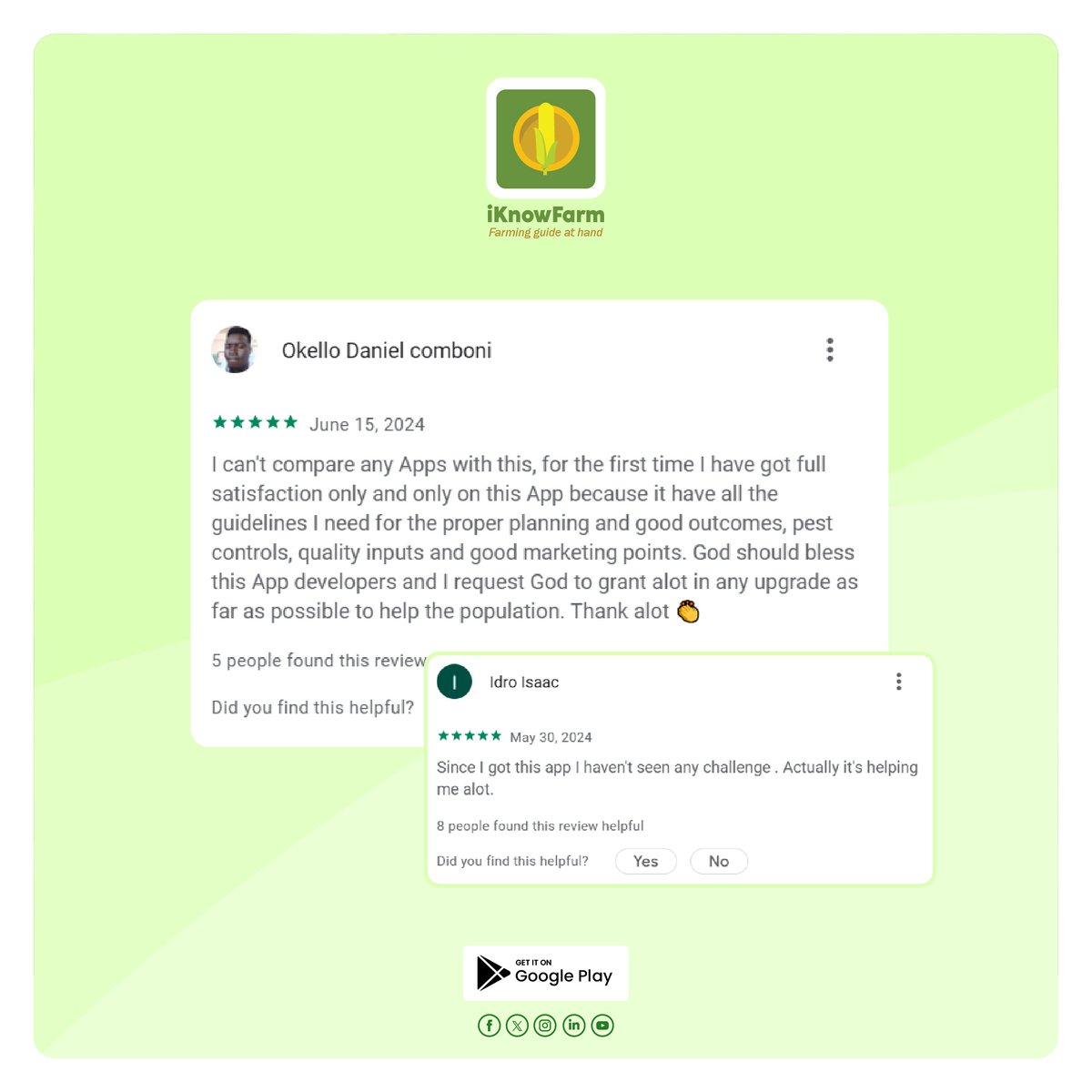 iKnowFarm's tweet photo. Every user feedback shines a light on our journey to becoming the best "farming guide at hand". 🤗

Don't ask from anywhere, get started here: https://t.co/iOdre8EAqQ
#FarmSmart #iKnowFarm #UserReview #AgTech #FarmingInnovation https://t.co/q7Ke6C7sJ4
