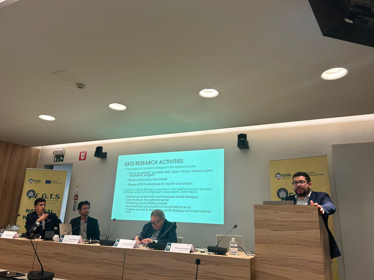 ADAPT_bulletin's tweet photo. .@francescoseghez speaks on the panel devoted to the presentation of #EATSProj research results "#SocialDialogue is the tool that more than others can govern complex processes and situations, the results and practices gathered in this project reflect this"
@fai_cisl @EFFAT_org https://t.co/IMXSloKHL3