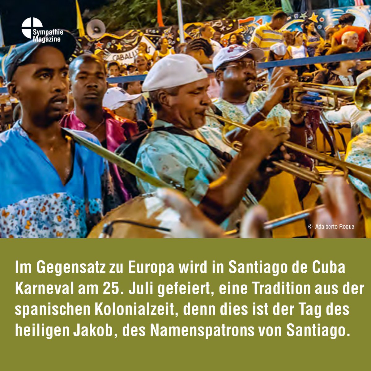 StkTourismus's tweet photo. Heute entführen wir euch nach Kuba, wo jedes Jahr am 25. Juli in Santiago de Cuba Karneval gefeiert wird. 
Der ganze Artikel und viele andere interessante Themen erwarten euch in unserem SympathieMagazin „Kuba verstehen“, das ihr für nur € 4,60 in unserem Shop bestellen könnt. https://t.co/netyjKJJUn