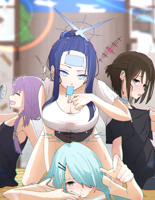 暑くて一台しかない扇風機に群がってしまうアリスク 