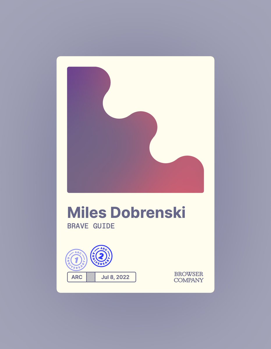 milesdobrenski's tweet image. Two years and have never looked back 💙 @browsercompany