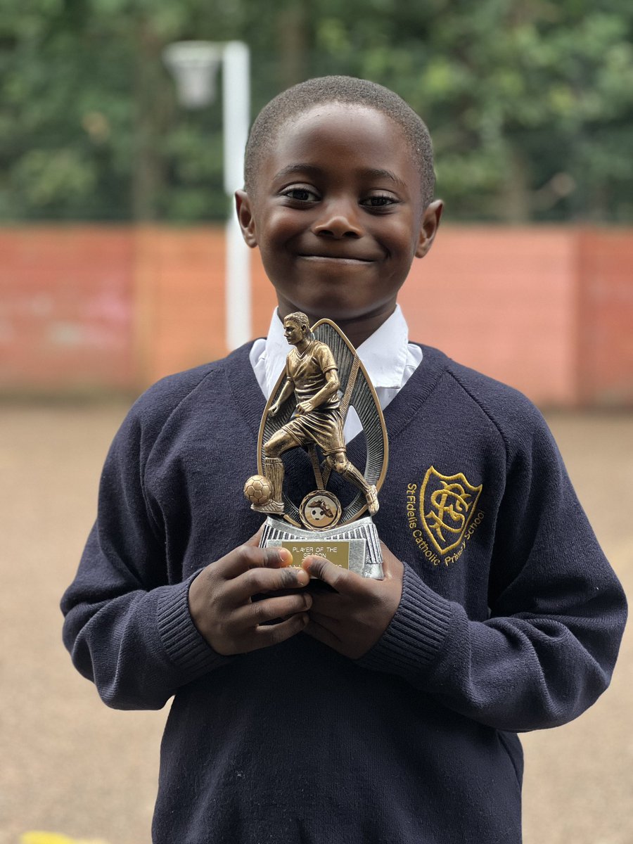 This young man was very happy to show me his player of the SEASON trophy this morning! Well done! <a href="/headstfidelis/">St. Fidelis School</a> ⚽️ #TrophyTuesday