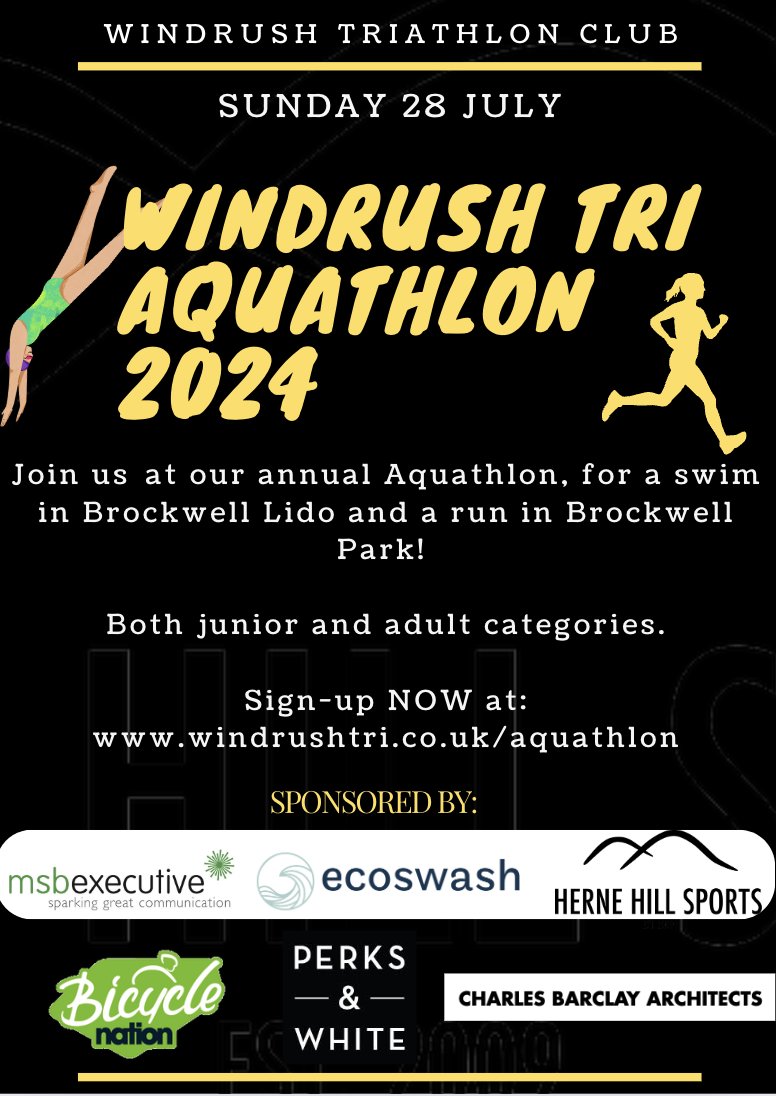 The countdown is on! Not long until sign-ups close, so make sure you don't miss out! 
It's a really friendly &amp; inclusive event, whether you're a seasoned pro or it's your first event, we're here to support you!
And surely we're guaranteed some sun by then?!
#aquathlon #brockwell