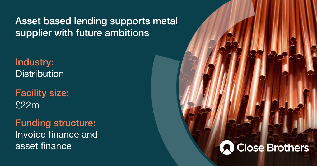 Close Brothers is pleased to support a non-ferrous metal provider with future ambitions.

#Metal #Distribution #Finance