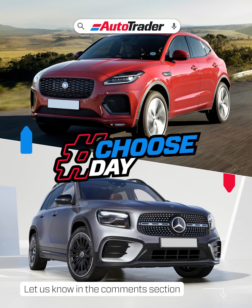AutoTraderSA's tweet photo. The premium SUV segment is saturated with options, but let us know which one of these you are picking this #chooseday. Will it be the recently updated Mercedes-Benz GLB or the Jaguar E-Pace?
#Teusday #MercedesBenz #MercedesBenzGLB #GLB #GLBClass #Jaguar #JaguarEPace #EPace https://t.co/dekABrXQuX