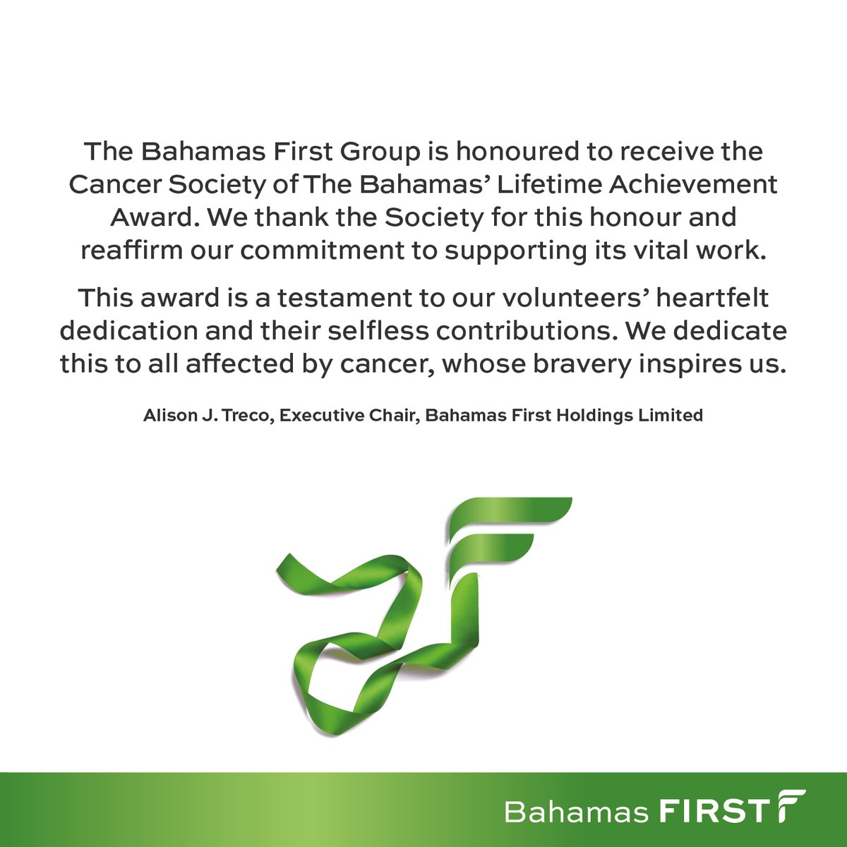 BahamasFirstGen's tweet image. The Bahamas First Group was thrilled to have received the Lifetime Achievement Award from the Cancer Society of The Bahamas.  The award is dedicated to our selfless volunteers who go the extra mile and all the brave souls battling cancer, who inspire us every step of the way.