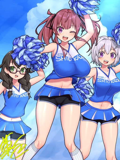 小樽潮風チアリーディング!夏っぽい絵を描かせて頂きました​😊 