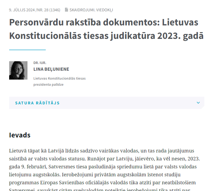 Jurista_Vards's tweet photo. Latvijas juridiskajiem prātiem noderēs arī zināšanas par Lietuvas tiesu praksi, jo nereti analizēti dažādās Latvijas tiesu iestādēs izskatīti juridiskie jautājumi! 

🇱🇹 judikatūra lietās par personvārdu rakstību ⤵️
https://t.co/uNTabXc4bb https://t.co/PrpRfX2Ggk