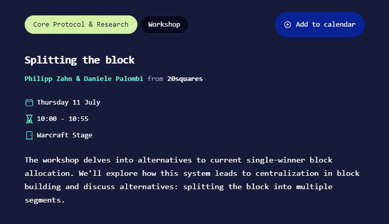 foldfinance's tweet photo. Splitting the Block presentation at #Ethcc2024 

https://t.co/jTIOrHThKz https://t.co/OjbYz8PhFa