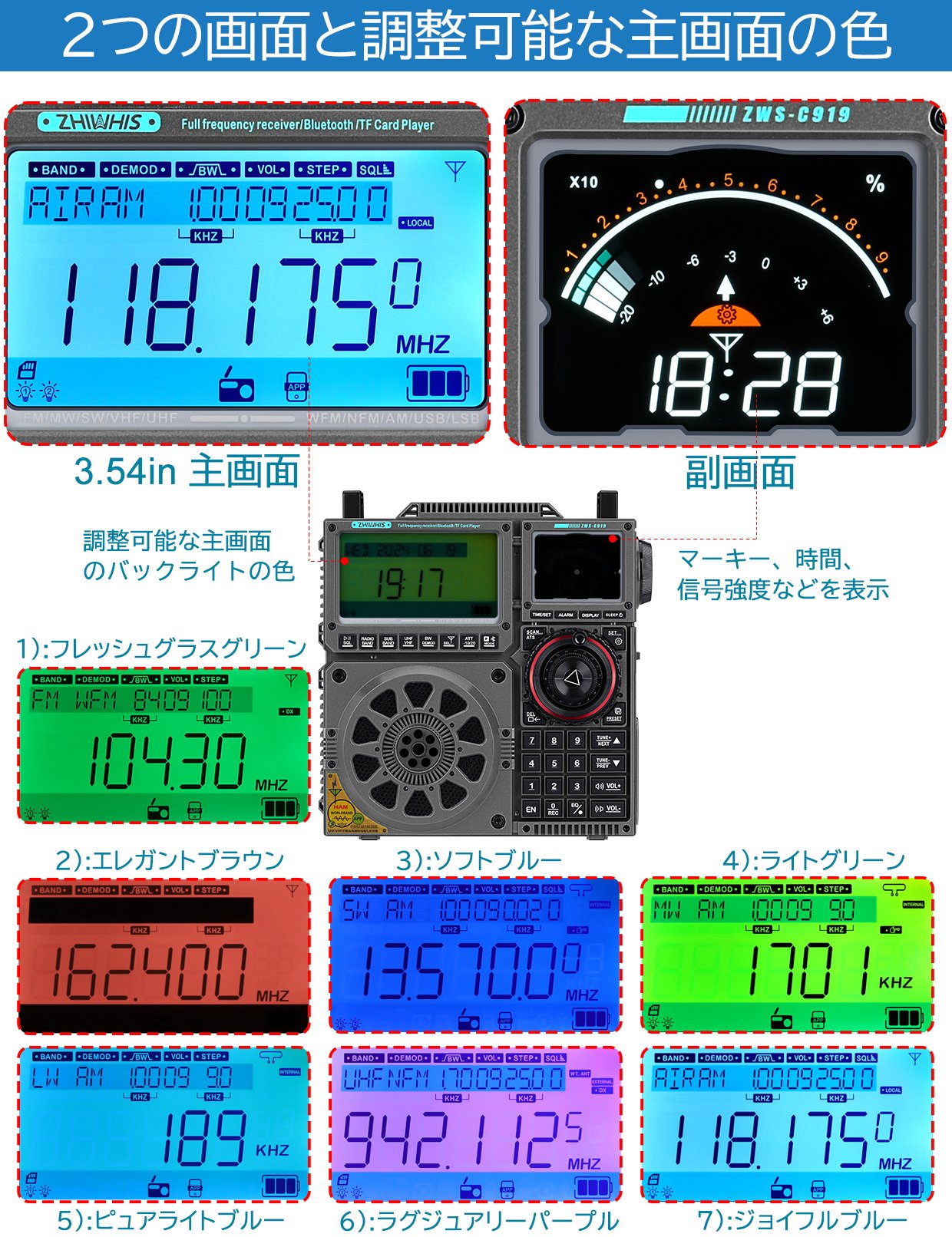 ZHIWHIS】多機能ラジオ ZWS-C919