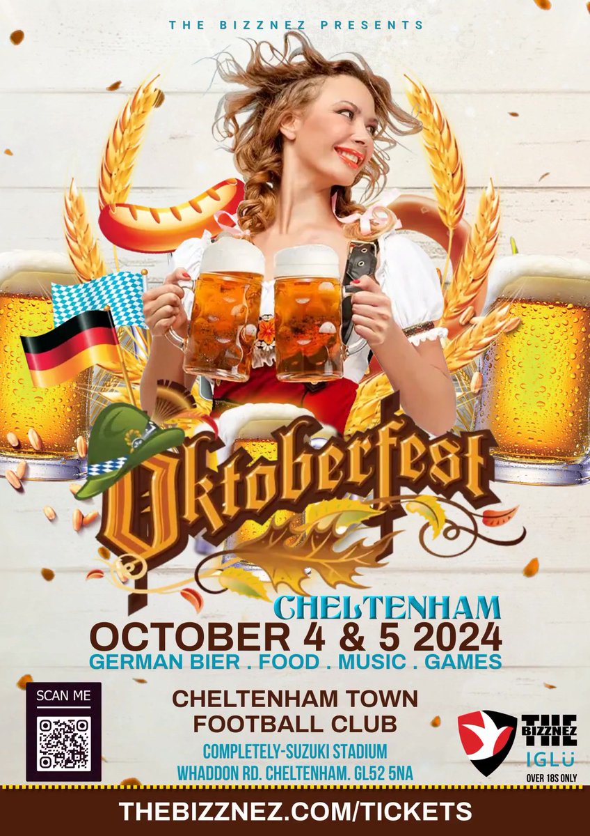 #OKTOBERFEST #Cheltenham 🥨

Tickets at thebizznez.com/tickets
* via @skiddleuk 🍻

#Gloucestershire #beerfestival #bierfest