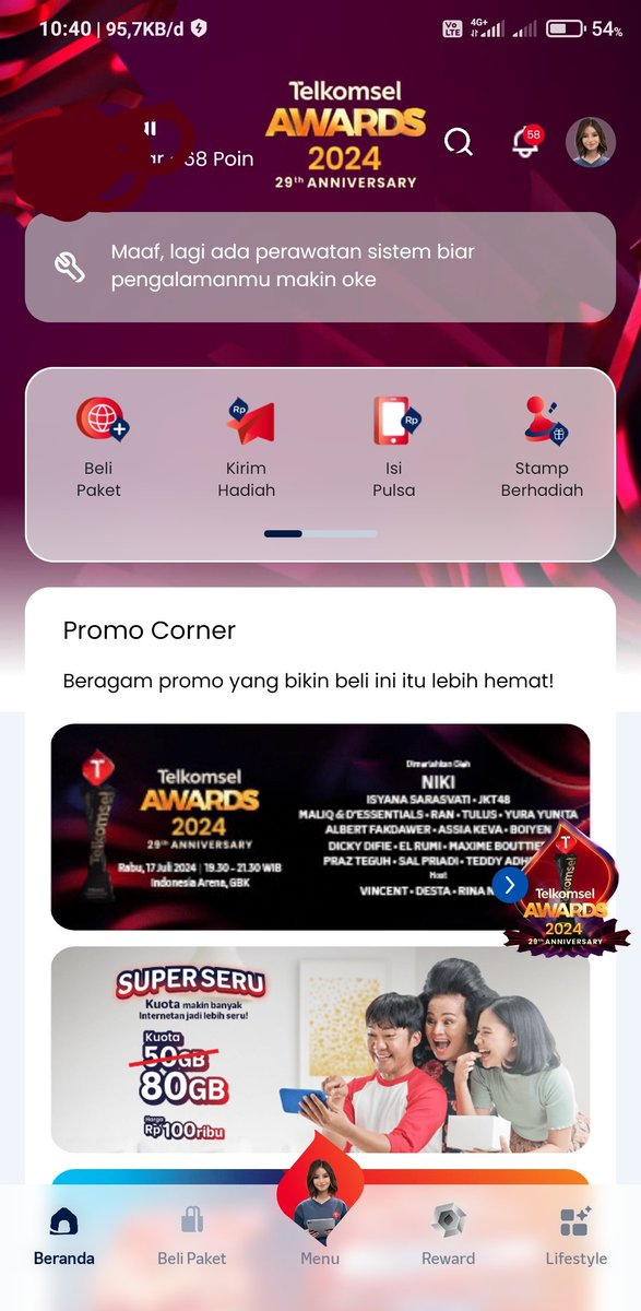 Aplikasi mytelkomsel error #zonauang