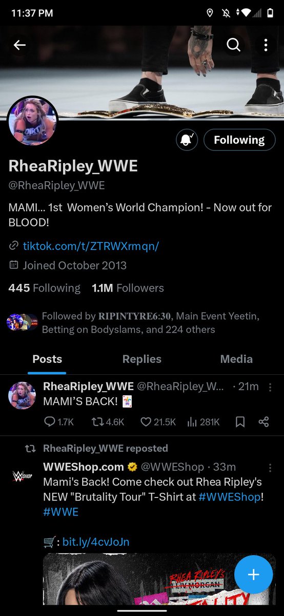 TheDamagedOne95's tweet photo. @RheaRipley_WWE has a new profile picture...๐คฃ๐คฃ๐คฃ๐คฃ
#WWERaw #MAMISBACK https://t.co/p2yePiEYxj