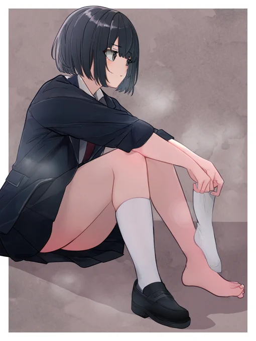 暑くてむれるJK描きました 