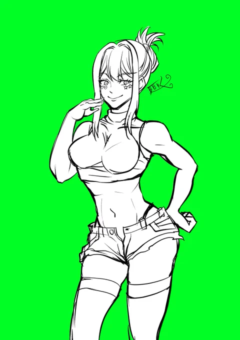 息抜きに落書き。もっと万人受けする女子を描くつもりだったんだけど、ちょっと筋肉質な女の子描きたくなって、いまにいたる。 