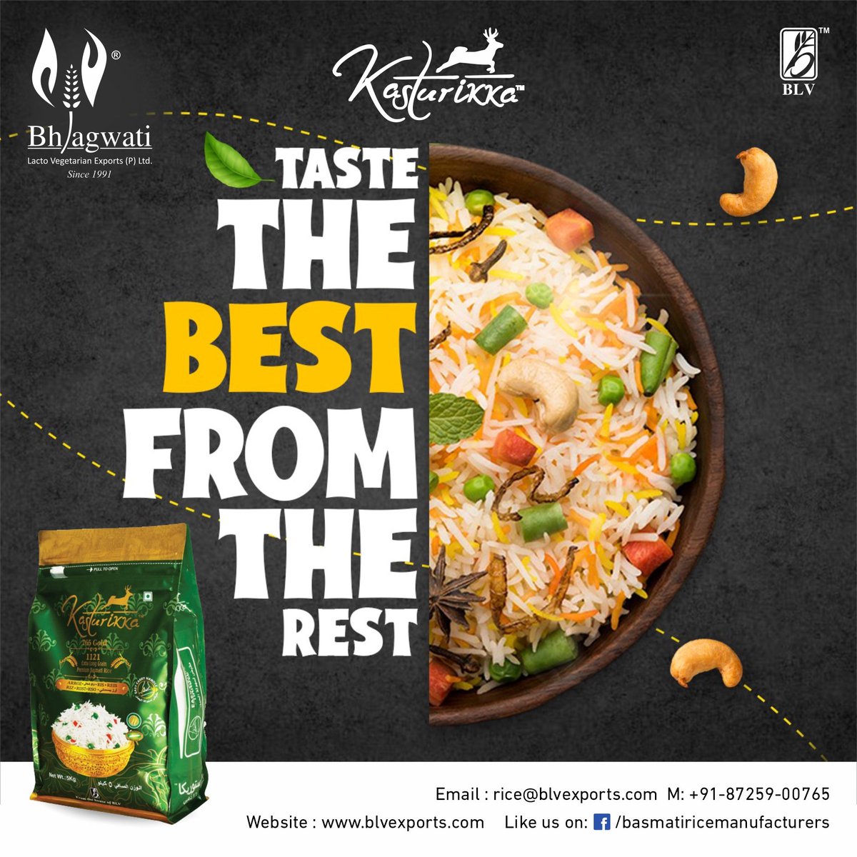blvbasmatirice's tweet photo. Kasturikaa 765 Gold - 1121 Extra Long Grain 🌾 Premium Basmati Rice
Taste the best from the Rest 🍚😋😋
#kasturikaarice #1121Rice #bhagwatigroup #blvexports #extralonggrain #basmatirice #rice #ricemill
Web - https://t.co/wtsAN5OCNr https://t.co/m3dR4WEajh