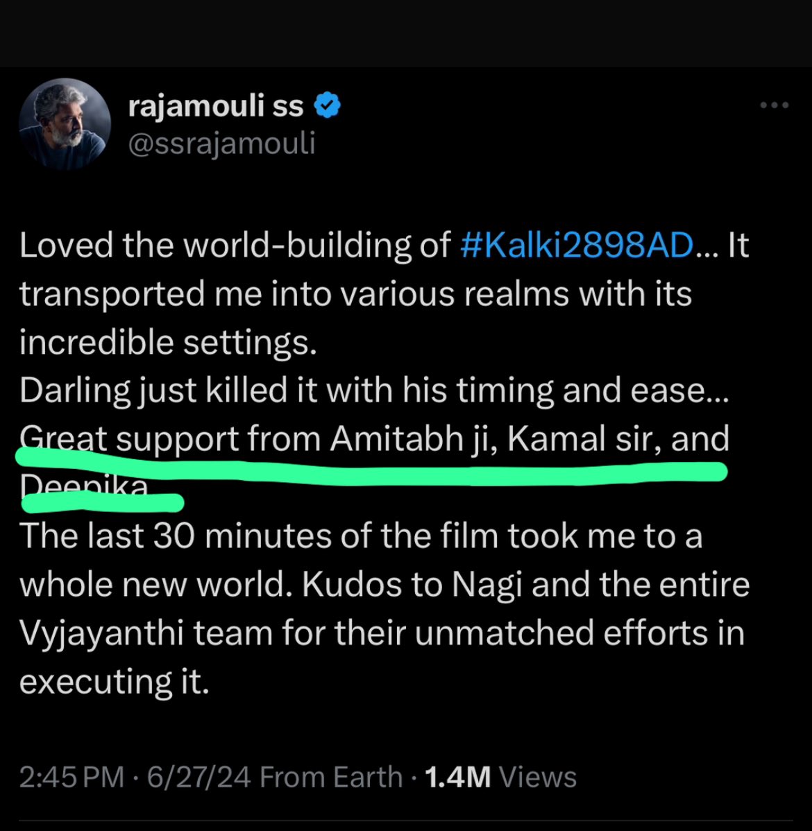 Vishwa0911's tweet photo. What about #Ganpath ?So film hit nahi huva and collections nahi huva tho #AmitabhBachchan ki galthi nahi and uske vajah se nahi?Tho BigB bekar hai?
#Kalki2898AD purely #Prabhas stardom pe huva, bachan tho sirf support role me highlight huva. Ab iska credit bach accnt me dale kyu https://t.co/gIkHnbvf0j
