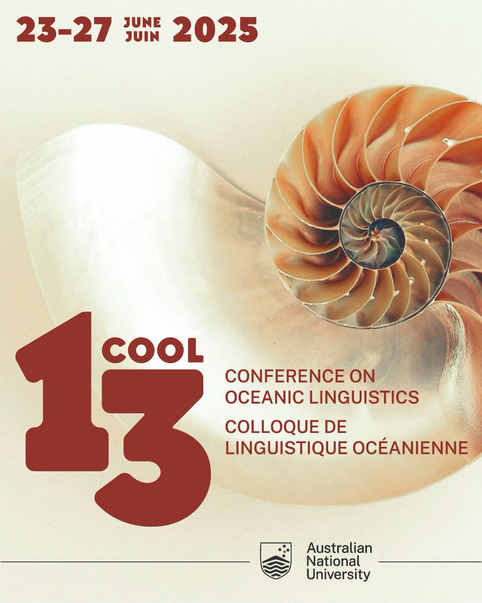 ecdi_anu's tweet photo. COOL13 at ANU 23-27 Jun 2025/Le 13e colloque de linguistique océanienne aura lieu à l’Australian National University du 23 au 27 juin 2025/Papers call: 30 Oct 2024/La date limite de soumission des résumés est le 30 octobre 2024/See details/détails voir: https://t.co/ocnCt0nc3h https://t.co/mpxAcsMWSW