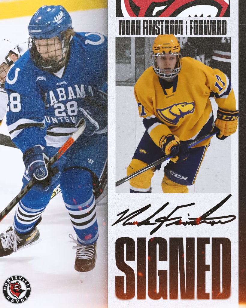 𝗡𝗘𝗪𝗦: Havoc sign former UAH Charger, F Noah Finstrom

Returning to Huntsville after finishing collegiate career with Wisconsin-Stevens Point, Finstrom earned 52 points in 69 games

📰 bit.ly/FinstromSigns

#HavocRising