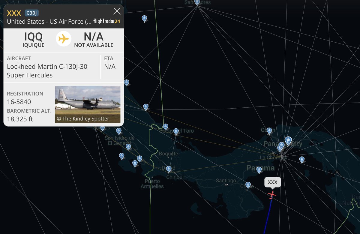 LatAmMilMVMTs's tweet photo. HAVOC77 headed in to MPPA/BLB π΅π¦.
HAVOC77 | 16-5840 | C-130J | #AE5DFC | USAF https://t.co/eiTgsK8rH5