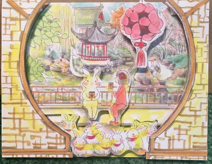 Toastiewiththe's tweet image. not my #art 
My Picture Book Cafe
Had fun making a shadow box like image out of some greeting cards as an experiment 😊#collage #shadowbox #illustration  #canadawestillustrator #tealovers #rabbits #drsunyatsengarden #chinesegarden