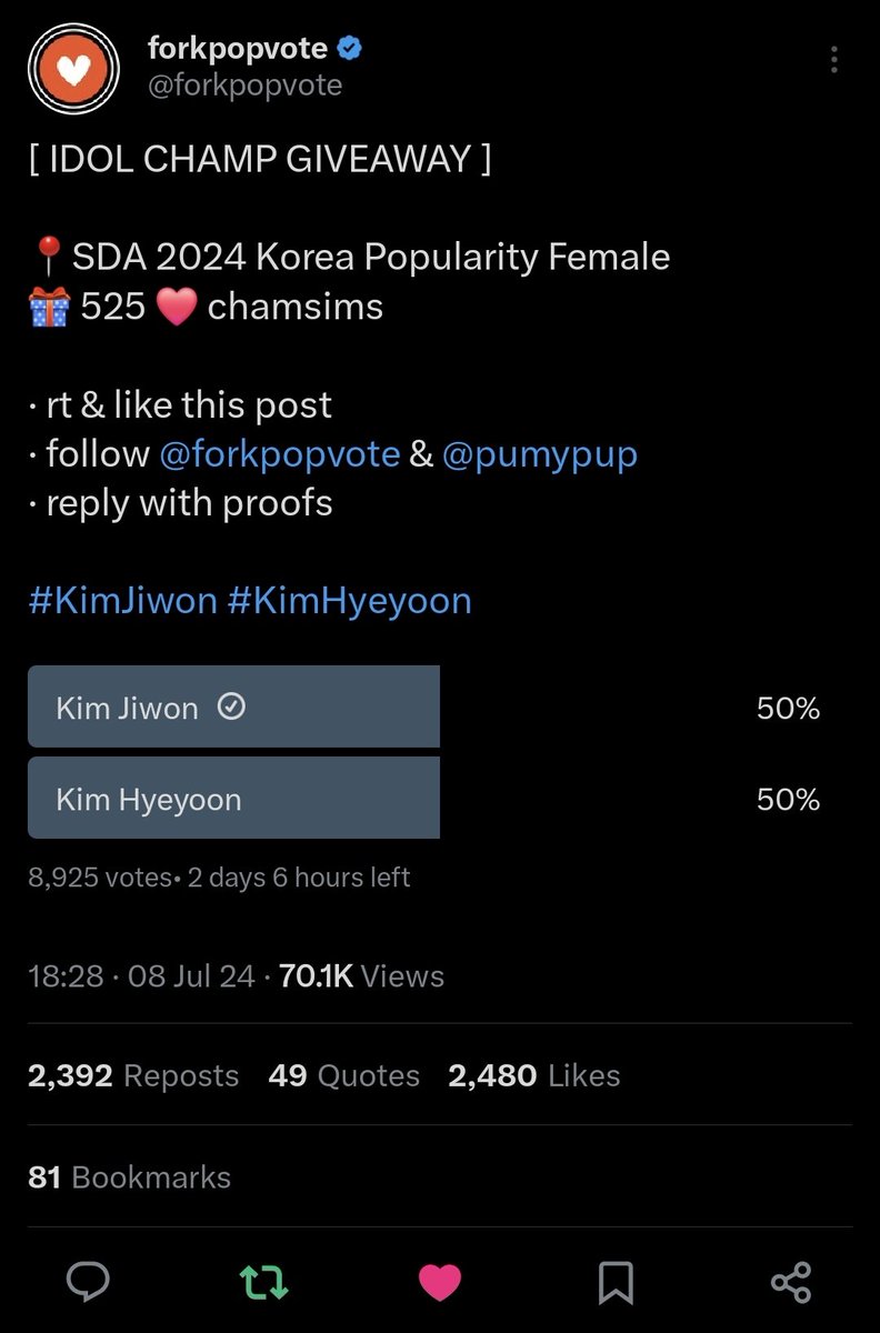 sadikin's tweet photo. @forkpopvote @pumypup Voted for #KimJiWon https://t.co/h4siyLWgsX