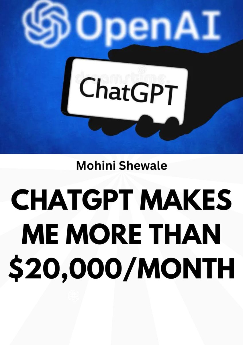 s_mohinii's tweet image. ChatGPT makes me more than $20,000/month

I made a guide compiling 30 ways to help you make $1000 a day using ChatGPT.

Usually $199, but today, it&apos;s Free.

To get:

-Like this post
-Comment &apos;send&apos;

I will DM it to you (Must be following me)
