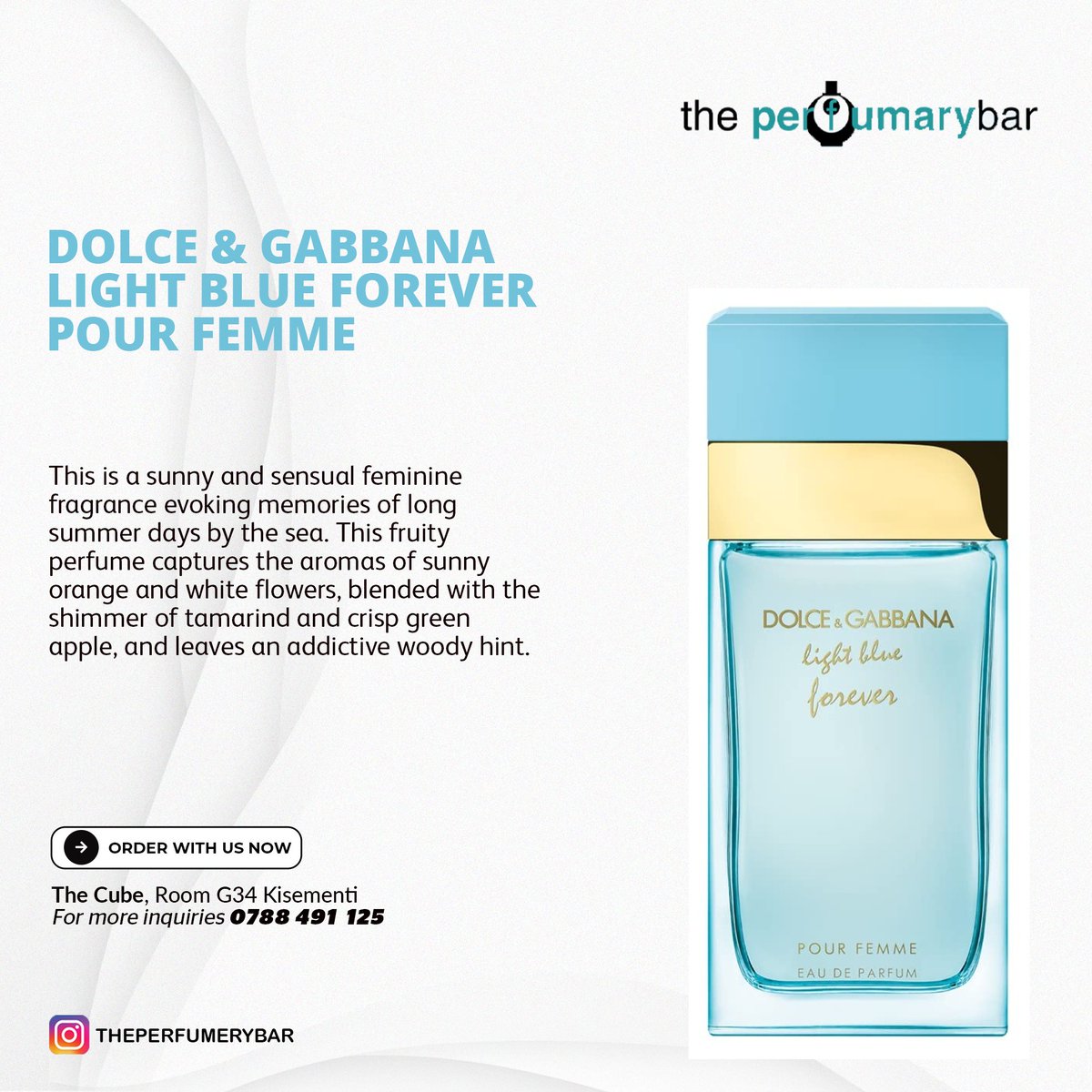 ThePerfumaryBar's tweet photo. #KnowYourPerfume
Dolce & Gabbana Light Blue Forever Pour Femme.
Visit us at The Cube Mall Kisementi.
Call for Delivery: +256 788 491125
#ThePerfumaryBar https://t.co/Czw3WpLp3U