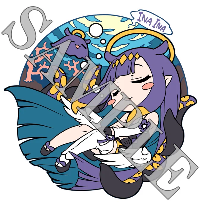 イナちゃんこんな感じの図案に固まりました ラバーキーホルダーにして夏コミに持って行くよ! UMISEA揃います #inART #いなート #C104