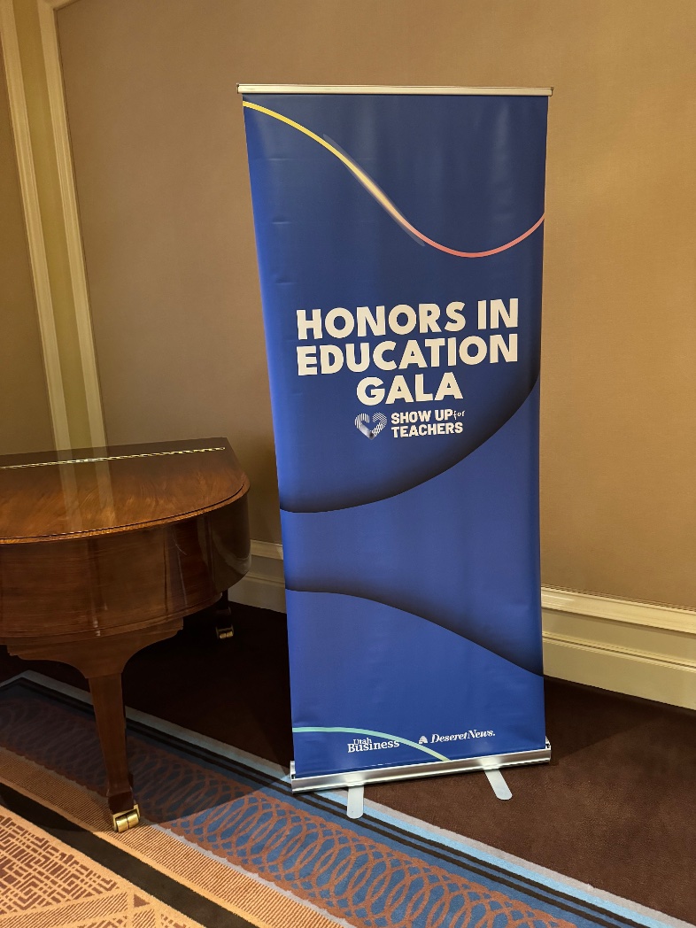 mamielpack's tweet photo. Wonderful evening representing WGU School of Education at the Honors in Education Gala presented by @ShowUpUtah. A joy to watch teachers from different backgrounds &amp; experiences be honored for their work. Teachers deserve to be celebrated and supported. 

#showupteachers #wgu https://t.co/ZOoFupNNOM