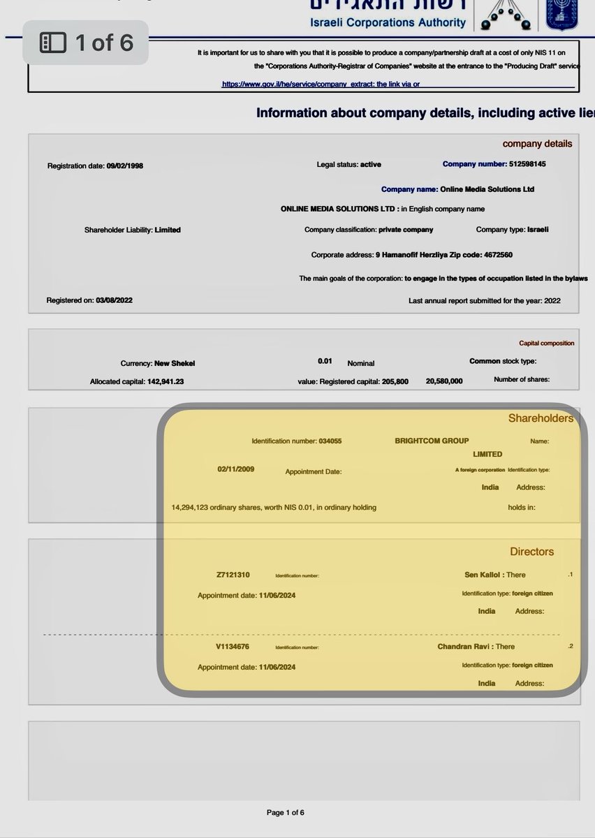 BiTW_SS's tweet photo. For me Page 1/6 posted on TG group of #BGSHA https://t.co/Etf1w3ZUqf (Join Now) the highlighted part is most important.
One Shareholder @BrightcomGroup.
Kallol Sen, Ravi Chandran replace SKR, VK on 11/06/2024.
Disclaimer: Buy or Sell on your risk & responsibility😉 https://t.co/SgIPJms2hV