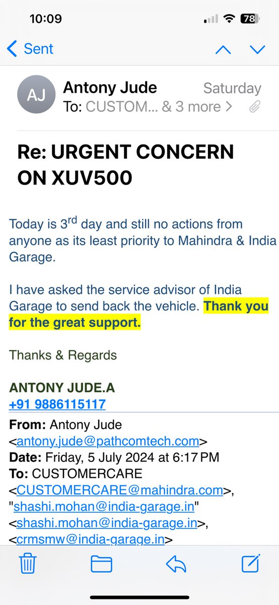antony_jude's tweet photo. @18002096006 Can I get your senior management team email details as the snaps are the response of Mahindra https://t.co/X4GkDfANFR