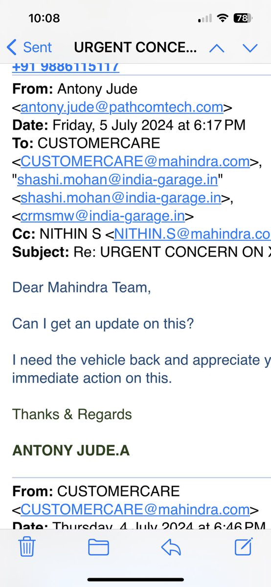 antony_jude's tweet photo. @18002096006 Can I get your senior management team email details as the snaps are the response of Mahindra https://t.co/X4GkDfANFR