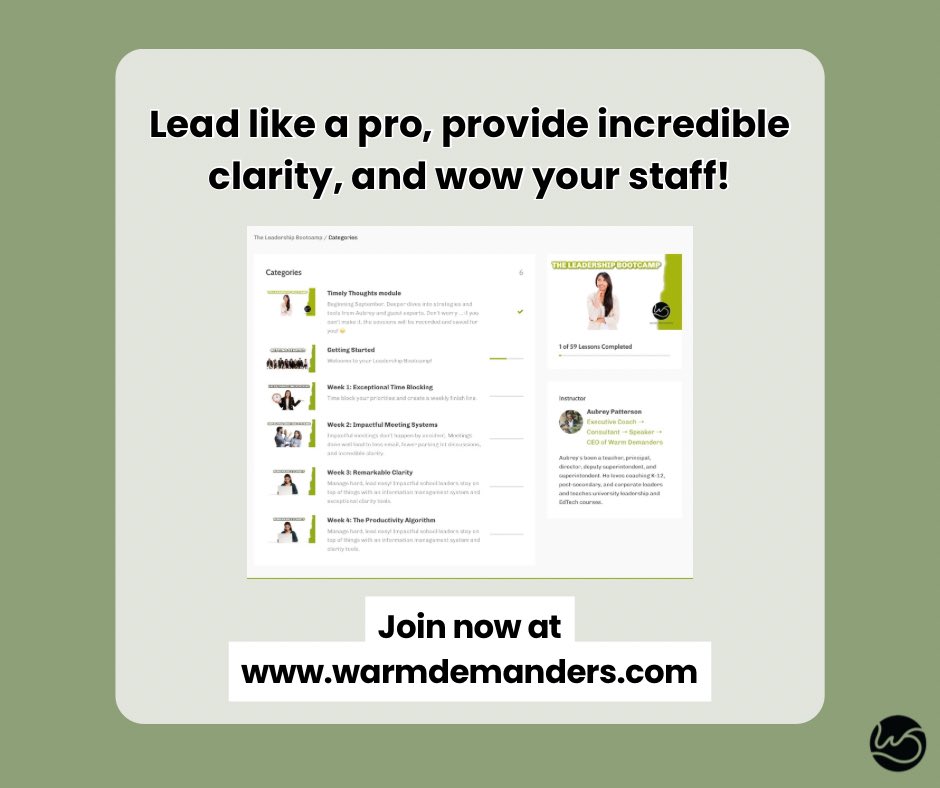 Are you ready to step up your leadership game? For the first time ever, get 60 days of access to the Leadership Bootcamp for just $17! 

warmdemanders.com/bootcamp17