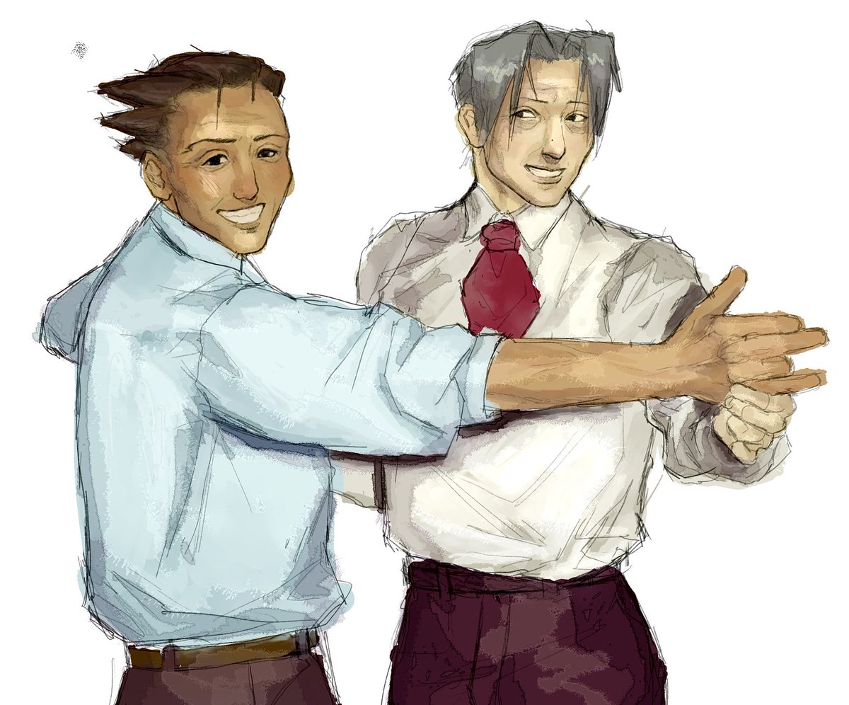 japantiess_'s tweet photo. this is actual dookiefart but whatever its for the narumitsu growing old prompt #nmweek #aceattorney #wrightworth https://t.co/ksKctknVxC