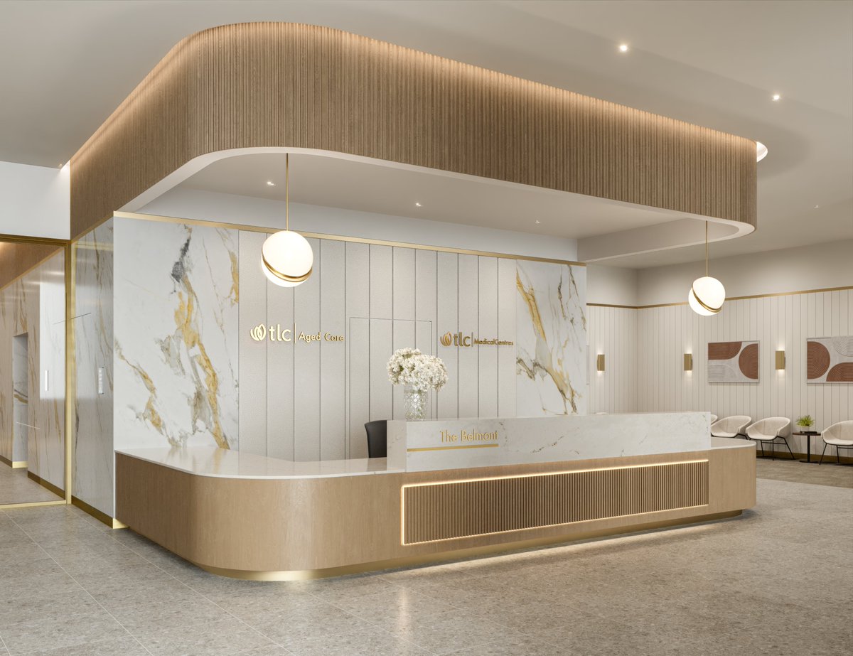 ThextonSmith's tweet photo. We love this render of the reception at our Belmont aged care project currently under construction. Warm and inviting with a touch of bling.
#thextonsmith #architecture #interiordesigners https://t.co/tlyQgfAXDx