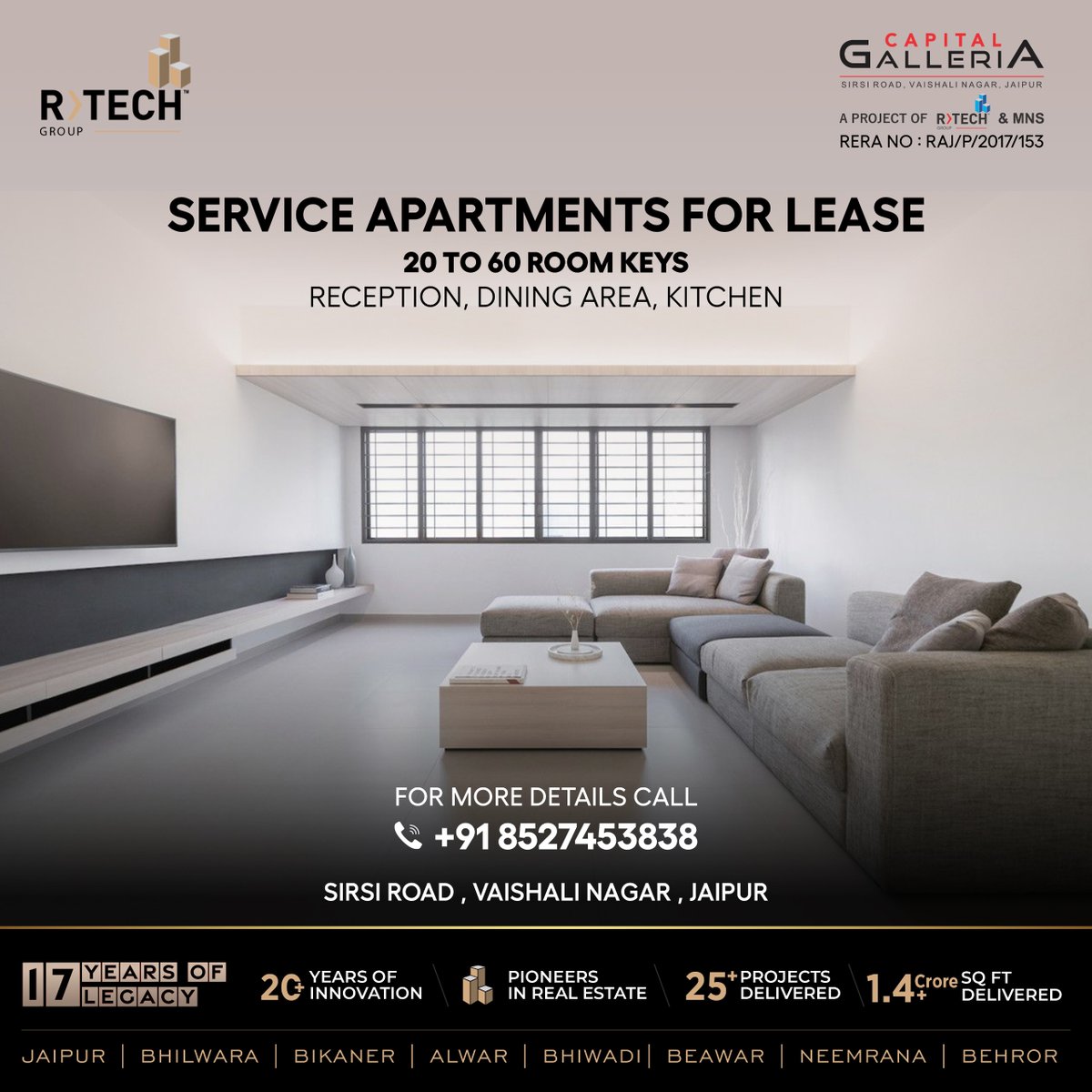 rtech_group's tweet photo. Service apartments for lease ranging from 20 to 60 room keys, complete with a reception, dining area, and kitchen at Sirsi Road, Vaishali Nagar, Jaipur.
For more details, call Mr Shalabh Gandhi +918527453838
.
.
.
#Rtechgroup #serviceapartments #Jaipur #reception #diningarea https://t.co/kBObntqsvY