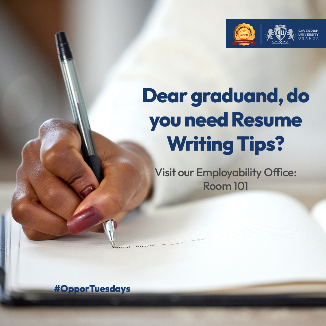 Dear graduand, after the graduation ceremony, the job hunt begins! 

Need a standout resume with limited experience? Get personalized advice at the Employability Office for expert guidance!

#SuccessBeginsAtCavendish #OpporTuesdays