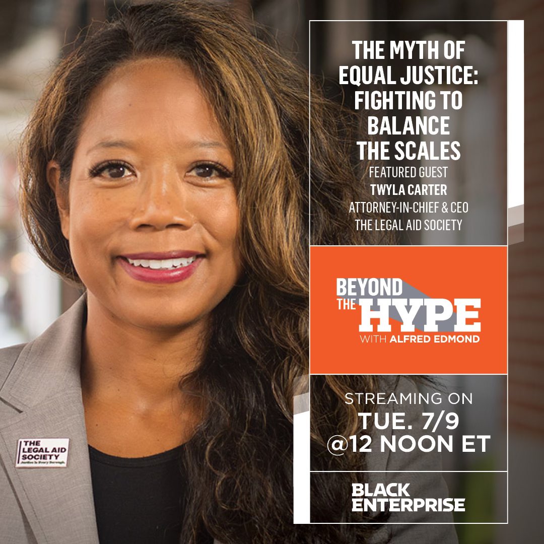AlfredEdmondJr's tweet photo. .@LegalAidNYC
Attorney-in-Chief & CEO @twylajcarter joins me on my one-of-kind series #BeyondTheHype!
Streaming on @BlackEnterprise's LinkedIn, Facebook, Twitter & YouTube pages starting Tues 7/9, 12pE
#TheSuccesspert #podcast #blackwomanpower #equaljustice https://t.co/cTRHGU6d8Q