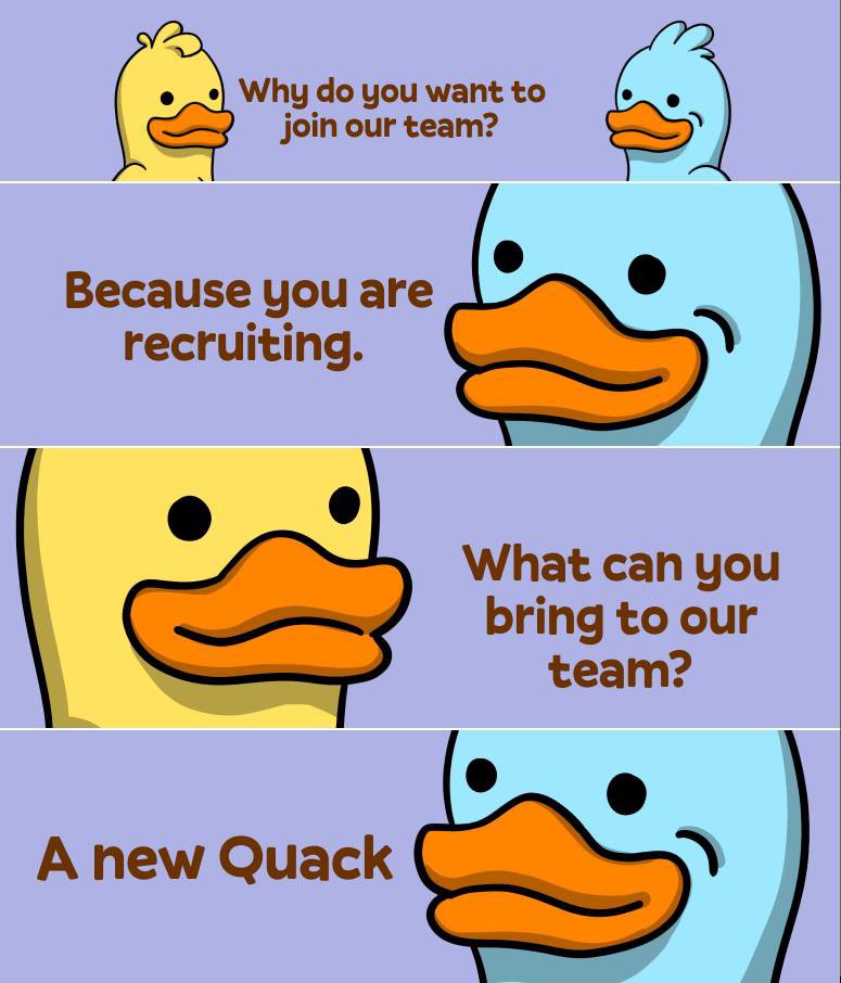 WeQuackQuack's tweet photo. Probably it is so nonsense, but sometimes it is totally quackable 👀

Ready to team up, Quacks!🔥

#QuackQuack 🦆🦆🦆 https://t.co/TaSjvdzwaI