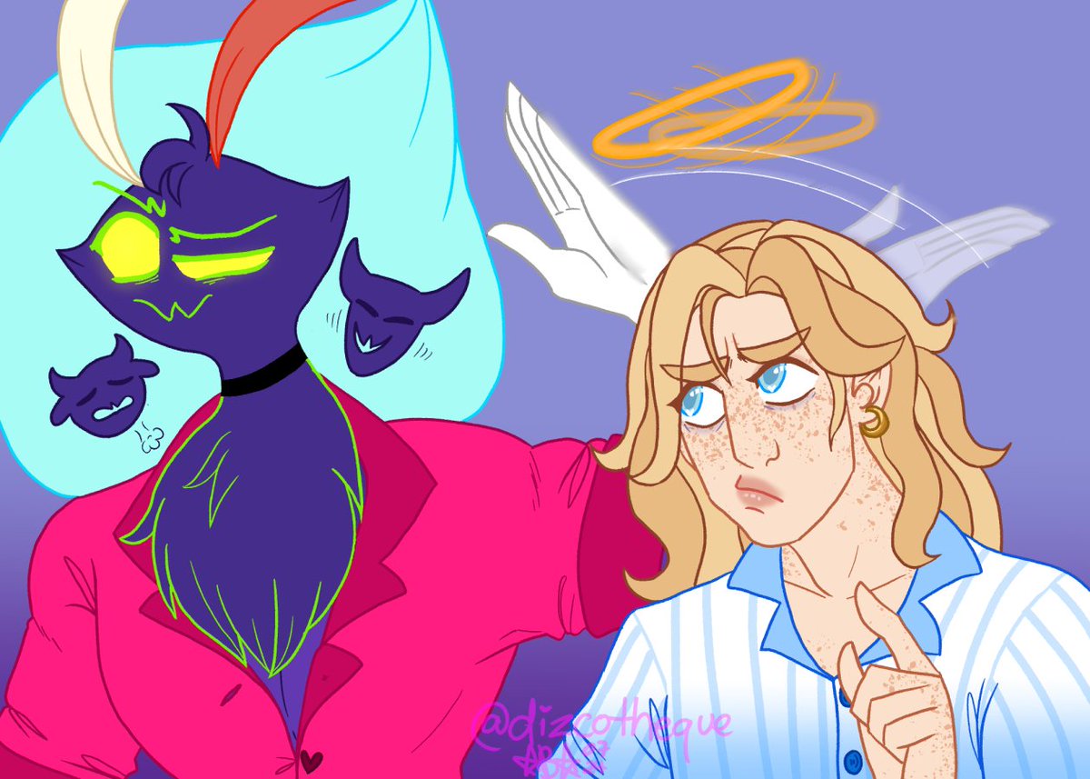dizcotheque's tweet photo. #AsmodeusWeek day 7!! free day!!! i did the week!! 🥳🥳🥳
used it to make gift art for a friend in an RP server (: yeah ozzie is friends with an angel
#HelluvaBossFanart #HelluvaBossOzzie https://t.co/GXeTXb1IQH