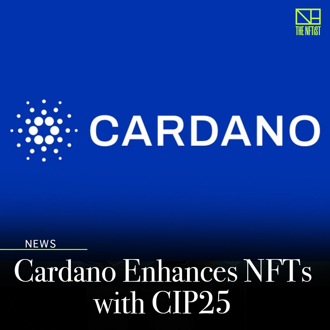 thenftist's tweet photo. @Cardano has unveiled a significant update with Plutus script validation of #CIP25 metadata. This enhancement overcomes prior limitations, enabling #NFTs on Cardano to evolve dynamically based on user actions and interact with AMMs without central servers.

More soo!👉 #TheNFTist https://t.co/7Hu57pzTyG