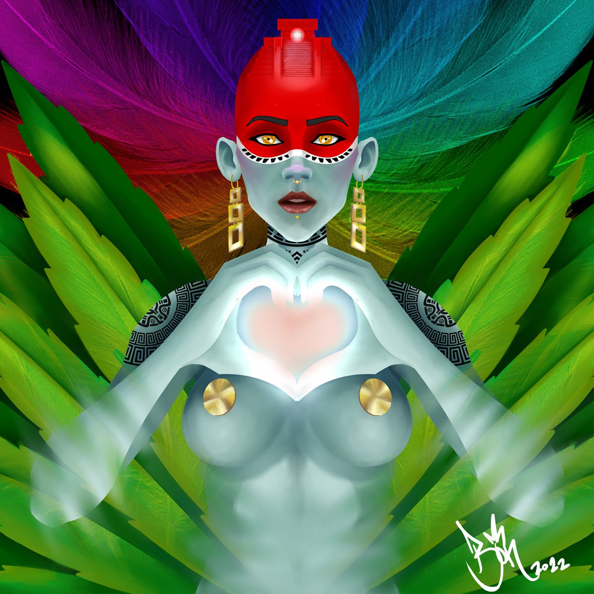 Aztec Goddess in some of my favorite colors 
App: Clip Studio Paint Pro  
#cspcontest40 #cspcontest40_newcomer