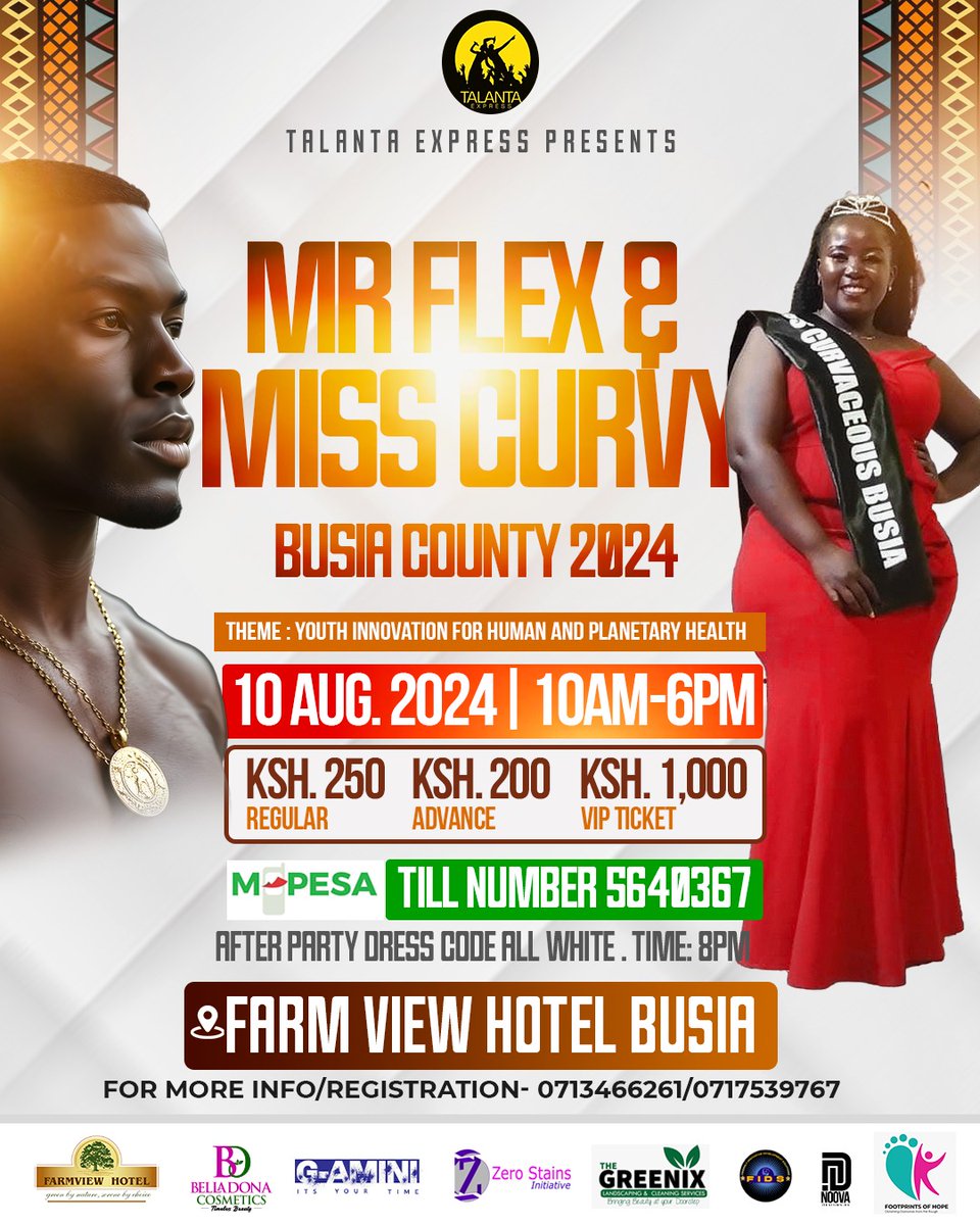 ExpressTalanta's tweet photo. Wadau we are back always getting better. Mr. Flex &amp;Ms. Curvy Busia 2024 on 10th of August 2024 at Farmview Hotel Ltd Busia Kenya 
#talantaexpress  #MrFlex #mscurvy #form40 #Busia #CreativeEconomy  #talents #youthday2024 #YouthDay #modeling https://t.co/qjmH4j7ktl