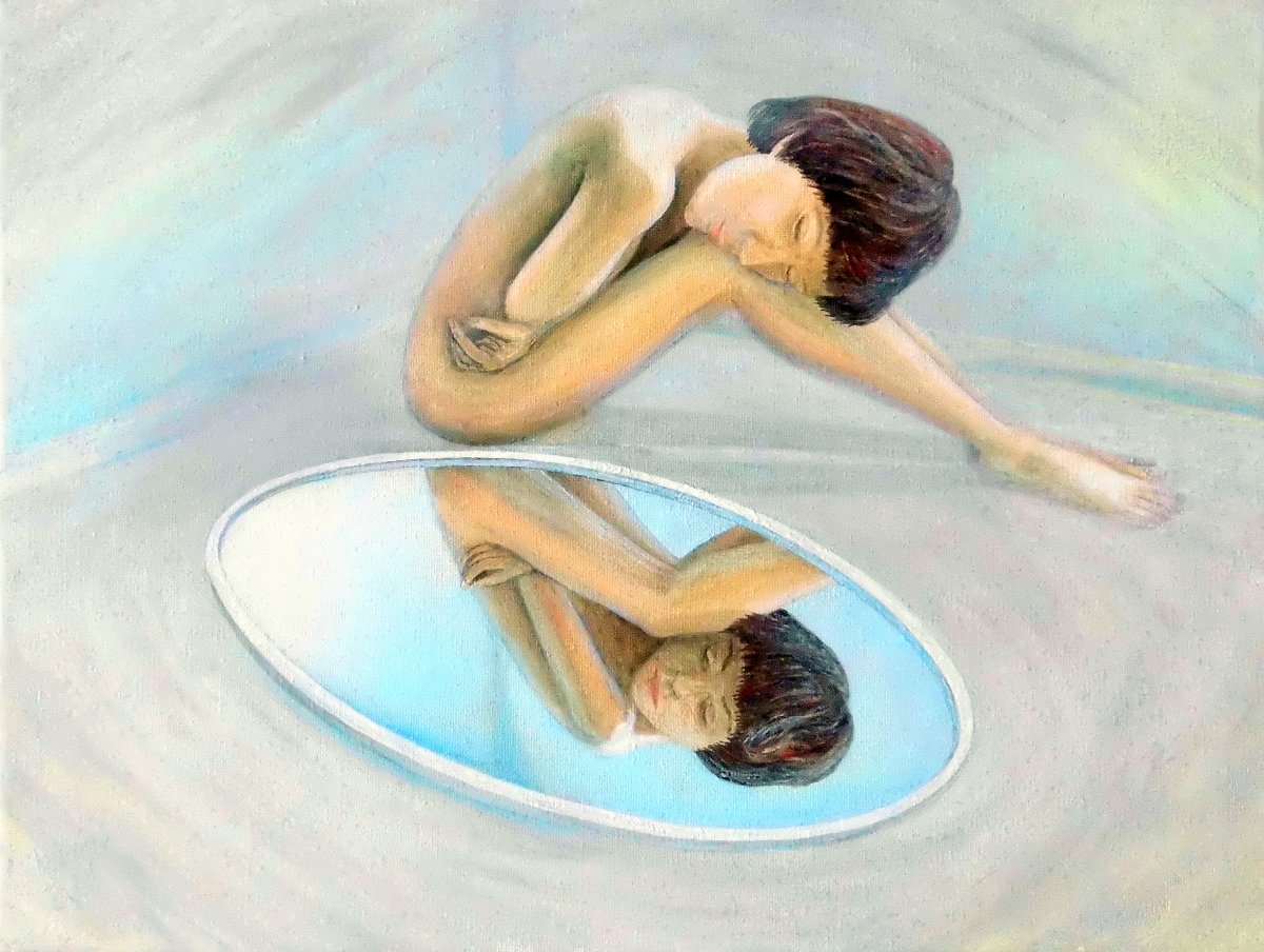 jenshunger's tweet photo. "So hell! So dunkel!", Oil on canvas, 30 x 40 cm #art #painting #oil_painting #artcollector #collector #oil_on_canvas #oil_paint #canvas #woman #girl #naked #mirror #room #self_image #self_questioning #uncertainty https://t.co/xQJ344kgwt