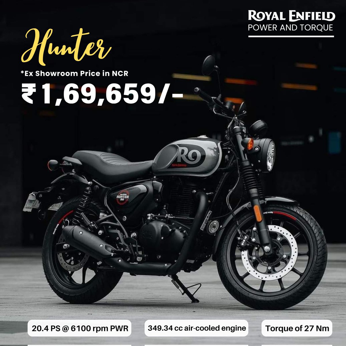RELONIGZB's tweet photo. The city has a new vibe, and it's out hunting with #hunter350cc
*Ex Showroom Price in Ghaziabad and Delhi NCR
Just starting from - ₹ 1,69,659/-
Get a safe ride and book your Hunting bike now - +91 090090 08238
Get More information - https://t.co/LqyXChlAqY
#hunter350 https://t.co/8C4edd2c8g