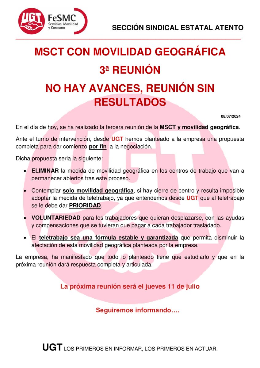 elvirula_'s tweet photo. 🔴 #UGTinforma | TERCERA reunión #MSCT en #ATENTO.
#UGT #FeSMC #UGTcontigo #somosUGT https://t.co/s8Bs7mUQ9N