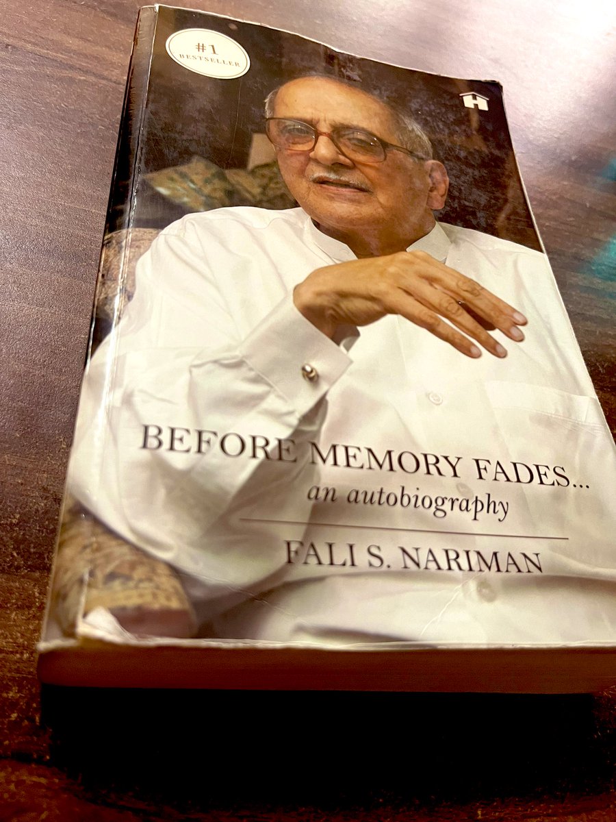 DivyamKumar123's tweet photo. Just finished reading ‘Before Memory Fades’ by Senior Advocate Fali S. Nariman. An enlightening journey through the life and insights of one of India’s legal luminaries.
Highly recommended! #BookCompletion #Legal #SupremeCourtOfIndia https://t.co/0ioyjAcQWm