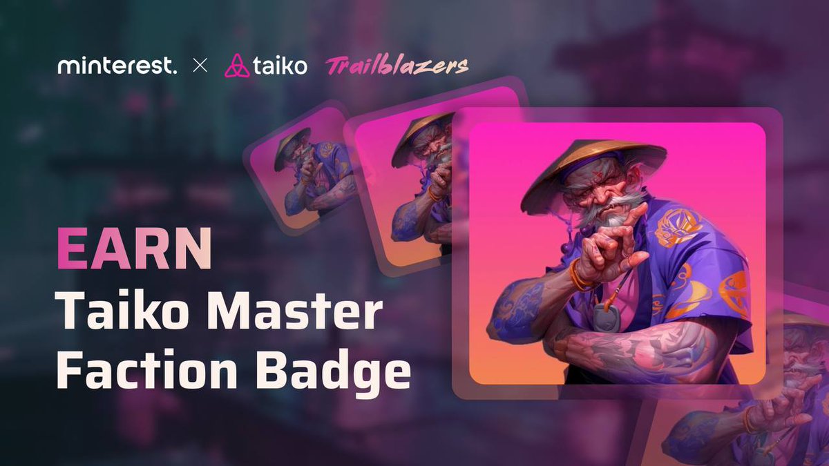Minterest (@minterest) on Twitter photo 🥁 Taiko Trailblazers Trail - Master Faction 🥁
Minterest is delighted to be on Trail 4 of <a href="/taikoxyz/">Taiko.eth 🥁</a> Trailblazer campaign
Supply and borrow on Minterest on Taiko to earn
✅ Master Faction Badge
✅ Trailblazer XP
✅ MINTs - Minterest's native points system
👀 Keep an eye 🥁 Taiko Trailblazers Trail - Master Faction 🥁
Minterest is delighted to be on Trail 4 of <a href="/taikoxyz/">Taiko.eth 🥁</a> Trailblazer campaign
Supply and borrow on Minterest on Taiko to earn
✅ Master Faction Badge
✅ Trailblazer XP
✅ MINTs - Minterest's native points system
👀 Keep an eye