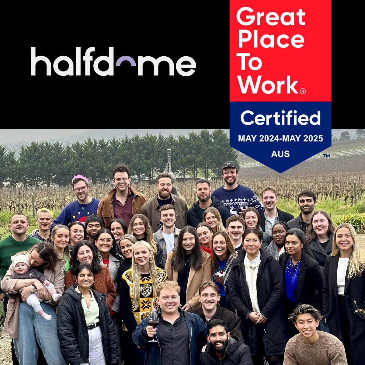 We just broke a new record- four years strong as a certified Great Place To Work! 🥳

As voted by our team, Half Dome is a place that allows people of all backgrounds to thrive and be excited to come to work each day.

Here's to keeping up the streak! 🔥
